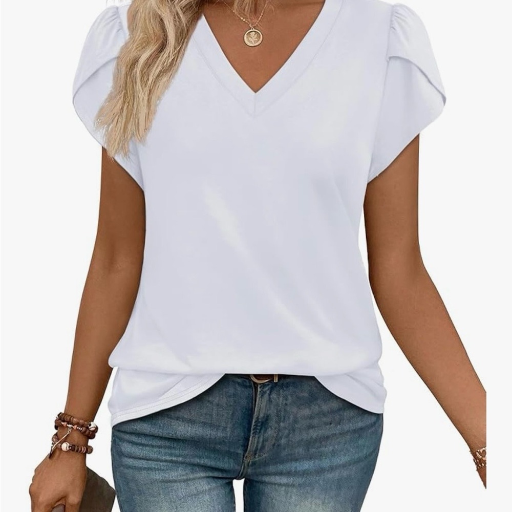 Elegant White V-Neck Women's Top
